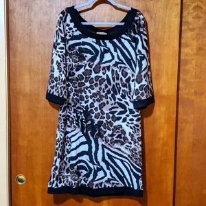 Jonathan Martin, leopard-print dress. Stretchy spandex and poly material. Sz 16.